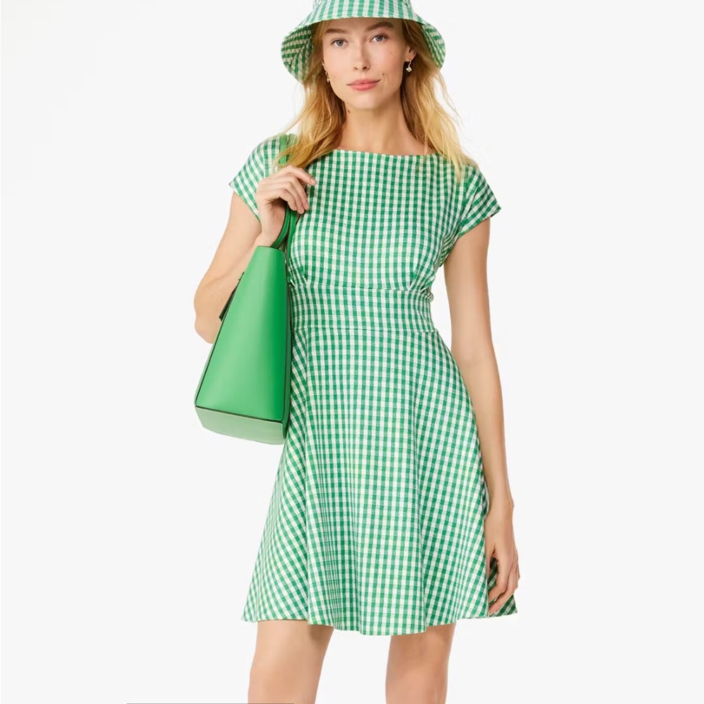 Kate Spade Green Gingham Fit-and-Flare Dress - Women